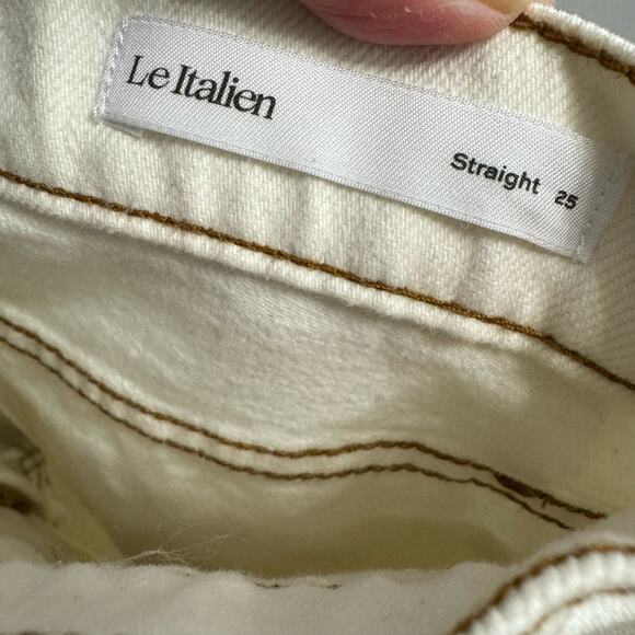 Frame Le Italien Straight Jeans High Rise Cream Rigid Denim Cream Preppy Sz 25 - Picture 13 of 15